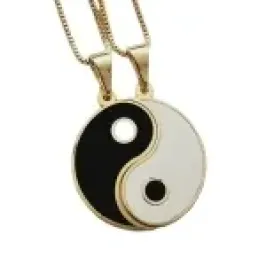 Colar Duplo Yin Yang Banhado a Ouro 18K