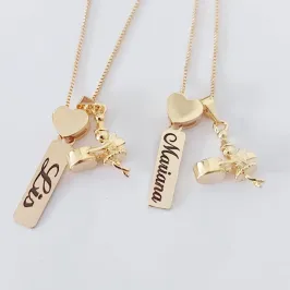 Colar Fada do Dente com Nome Personalizado Banhado a Ouro 18k