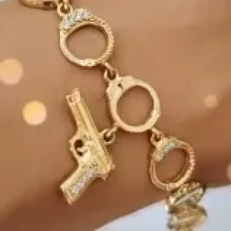 Pulseira Algema e Revólver com Zircônias