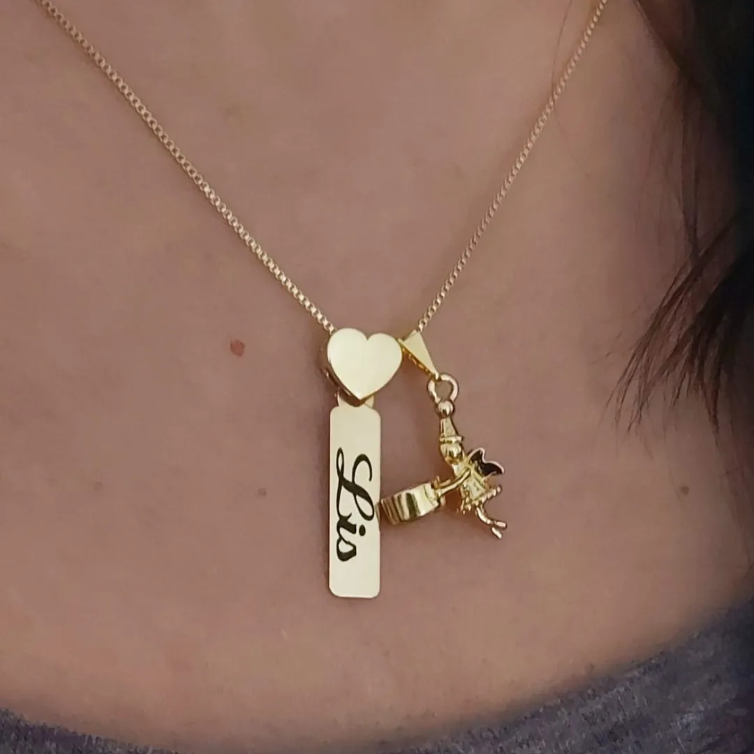 Colar Fada do Dente com Nome Personalizado Banhado a Ouro 18k